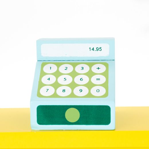 Supermercado de Juguete Montessori Robincool con Caja Registradora y Accesorios de Madera Ecológica