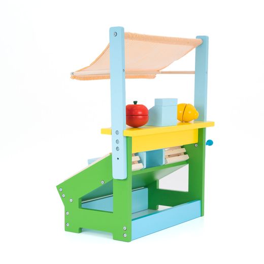 Supermercado de Juguete Montessori Robincool con Caja Registradora y Accesorios de Madera Ecológica