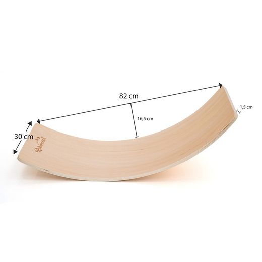 Tabla de equilibrio Montessori, 82 x 30 x 19 cm, de madera en natural | Colección Curvy
