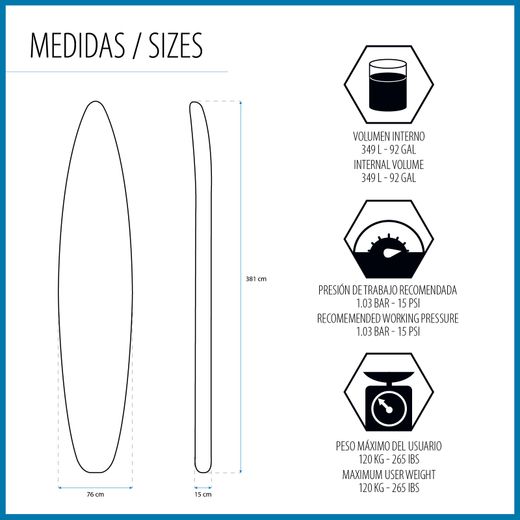 Planche de Paddle Surf Gonflable Bestway Hydro Force Fastblast Tech 381x76x15 cm avec Pagaie, Pompe et
