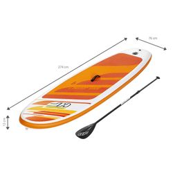Tabla Paddle Surf Hinchable Bestway Hydro-Force Aqua Journey 274x76x12 cm Naranja con Remo, Bomba y