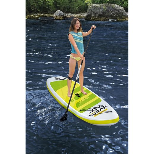 Planche de Paddle Surf Gonflable Bestway Hydro-Force See Breeze 305x84x12 cm en Plastique Vert avec Pagaie