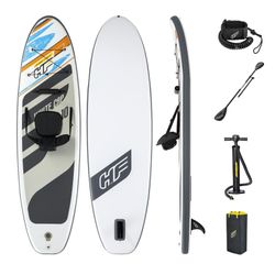 Planche de Paddle Surf Gonflable Bestway Hydro-Force White Cap avec Pagaie, Siège et Pompe