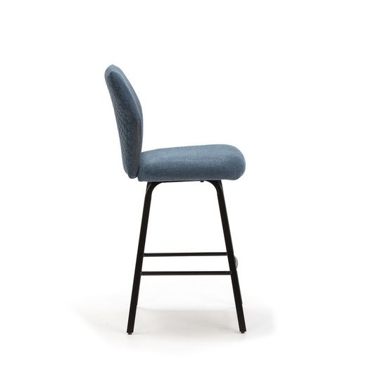 Taburetto, 43 x 52,5 x 97 cm, in tessuto e metallo, blu e nero | Collezione Bei