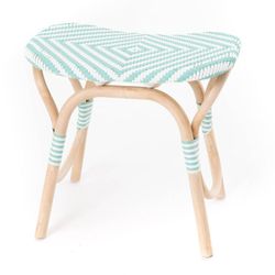 Taburete, 50 x 30 x 50 cm, de ratán en verde | Colección Bistrot