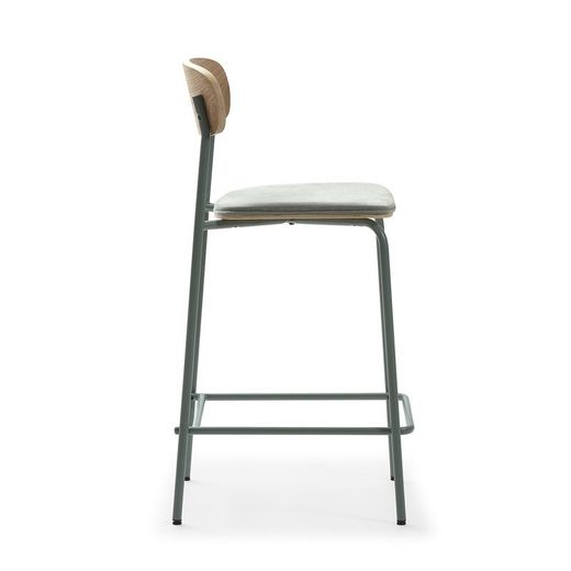 Sgabello alto, 42 x 48 x 94,5 cm, in tessuto azzurro | Collezione Adriana