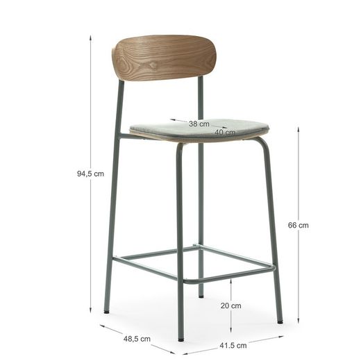Sgabello alto, 42 x 48 x 94,5 cm, in tessuto azzurro | Collezione Adriana