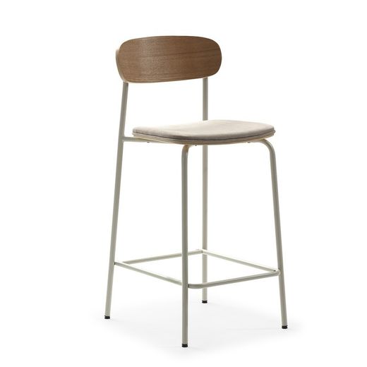 Taburetto alto, 42 x 48 x 94,5 cm, in tessuto beige | Collezione Adriana