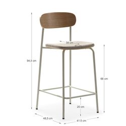 Taburetto alto, 42 x 48 x 94,5 cm, in tessuto beige | Collezione Adriana