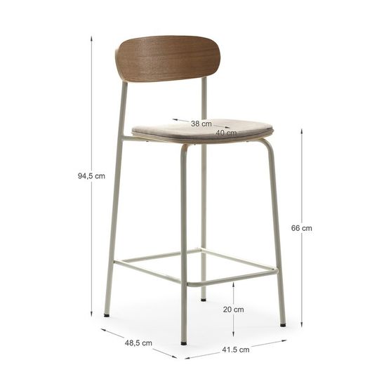 Taburetto alto, 42 x 48 x 94,5 cm, in tessuto beige | Collezione Adriana