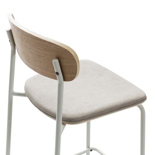 Taburetto alto, 42 x 48 x 94,5 cm, in tessuto beige | Collezione Adriana