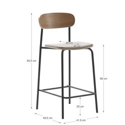 Sgabello alto, 42 x 48 x 94,5 cm, in tessuto colore topo | Collezione Adriana