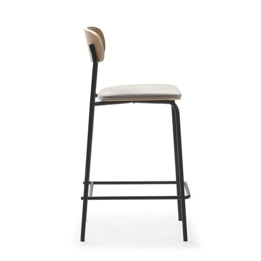 Sgabello alto, 42 x 48 x 94,5 cm, in tessuto colore topo | Collezione Adriana
