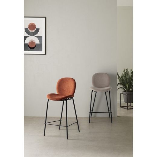 Sgabello alto, 43 x 54 x 94 cm, in tessuto beige | Collezione Cori