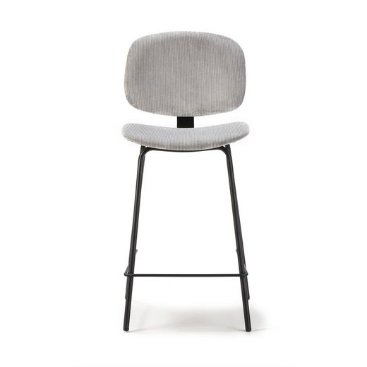 Taburete alto, 44 x 50 x 98 cm, de pana en gris | Colección Arus