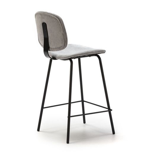 Taburete alto, 44 x 50 x 98 cm, de pana en gris | Colección Arus