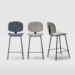 Taburete alto, 44 x 50 x 98 cm, de pana en gris | Colección Arus