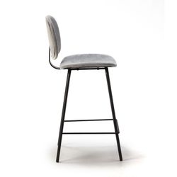 Taburete alto, 44 x 50 x 98 cm, de pana en gris | Colección Arus