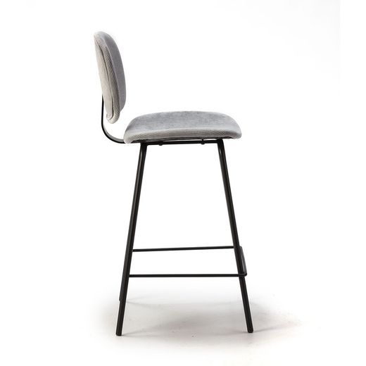 Taburete alto, 44 x 50 x 98 cm, de pana en gris | Colección Arus