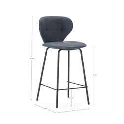 Sgabello alto, 45 x 52 x 94 cm, in pelle sintetica grigio scuro | Collezione Maura
