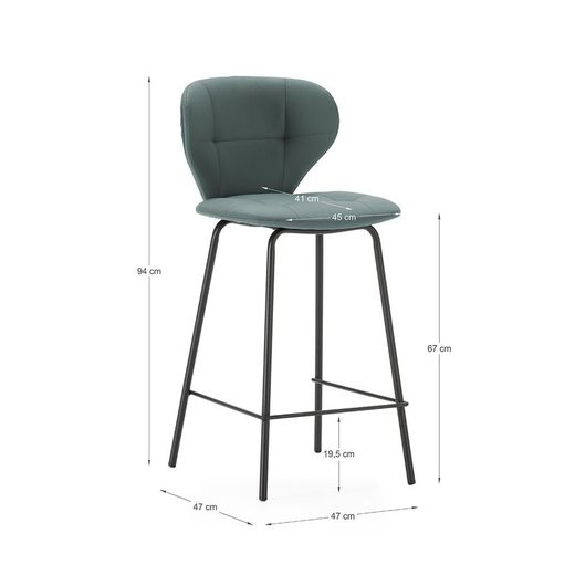 Sgabello alto, 45 x 52 x 94 cm, in pelle sintetica verde | Collezione Maura