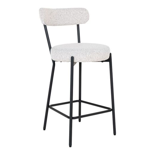 Sgabello alto, 46 x 39 x 90 cm, in tessuto bouclé bianco | Collezione Badalona