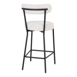 Sgabello alto, 46 x 39 x 90 cm, in tessuto bouclé bianco | Collezione Badalona