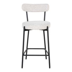 Sgabello alto, 46 x 39 x 90 cm, in tessuto bouclé bianco | Collezione Badalona