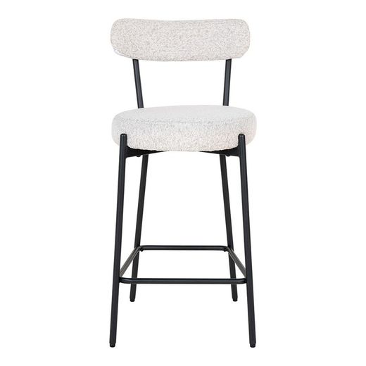 Sgabello alto, 46 x 39 x 90 cm, in tessuto bouclé bianco | Collezione Badalona