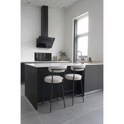 Sgabello alto, 46 x 39 x 90 cm, in tessuto bouclé bianco | Collezione Badalona