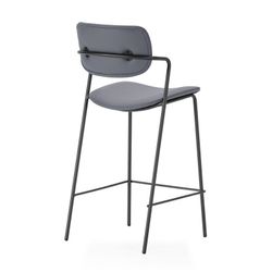 Sgabello alto, 46,5 x 51 x 97 cm, in pelle sintetica grigio marengo | Collezione Maika