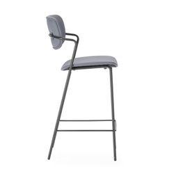 Sgabello alto, 46,5 x 51 x 97 cm, in pelle sintetica grigio marengo | Collezione Maika