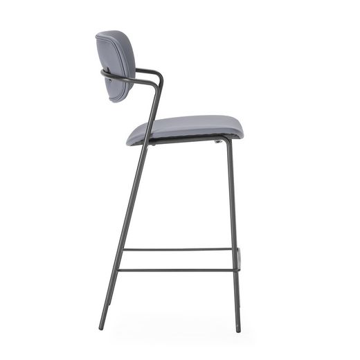 Sgabello alto, 46,5 x 51 x 97 cm, in pelle sintetica grigio marengo | Collezione Maika