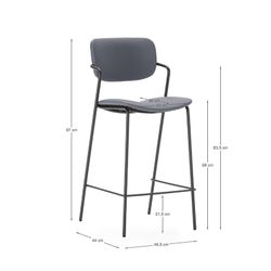 Sgabello alto, 46,5 x 51 x 97 cm, in pelle sintetica grigio marengo | Collezione Maika