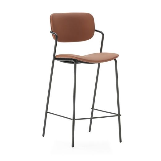 Sgabello alto, 46,5 x 51 x 97 cm, in pelle sintetica colore terracotta | Collezione Maika