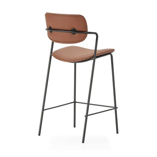Sgabello alto, 46,5 x 51 x 97 cm, in pelle sintetica colore terracotta | Collezione Maika