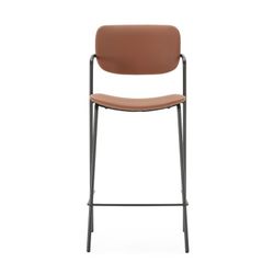 Sgabello alto, 46,5 x 51 x 97 cm, in pelle sintetica colore terracotta | Collezione Maika