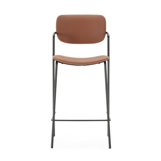 Sgabello alto, 46,5 x 51 x 97 cm, in pelle sintetica colore terracotta | Collezione Maika