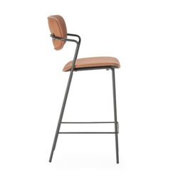 Sgabello alto, 46,5 x 51 x 97 cm, in pelle sintetica colore terracotta | Collezione Maika