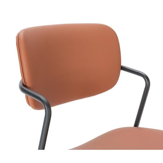 Sgabello alto, 46,5 x 51 x 97 cm, in pelle sintetica colore terracotta | Collezione Maika
