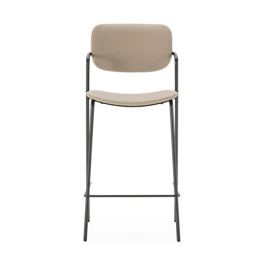 Sgabello alto, 46,5 x 51 x 97 cm, in ecopelle colore topo | Collezione Maika