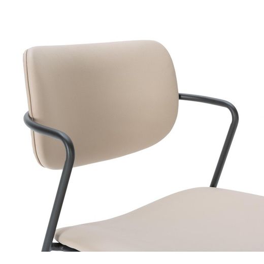 Sgabello alto, 46,5 x 51 x 97 cm, in ecopelle colore topo | Collezione Maika