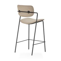 Sgabello alto, 46,5 x 51 x 97 cm, in ecopelle colore topo | Collezione Maika