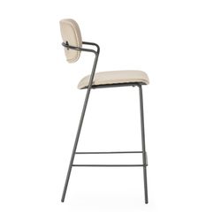 Sgabello alto, 46,5 x 51 x 97 cm, in ecopelle colore topo | Collezione Maika