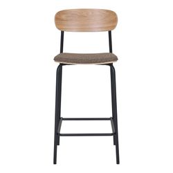 Taburete alto, 49 x 42,5 x 95 cm, de madera de fresno en natural y marrón | Colección  Estepona