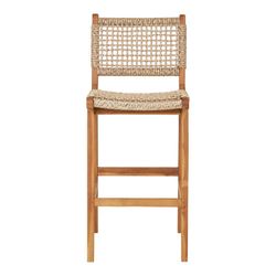 Sgabello alto, 50 x 45 x 94 cm, in legno di teak e rattan sintetico naturale | Collezione Derby