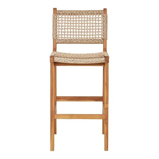 Sgabello alto, 50 x 45 x 94 cm, in legno di teak e rattan sintetico naturale | Collezione Derby