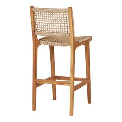 Sgabello alto, 50 x 45 x 94 cm, in legno di teak e rattan sintetico naturale | Collezione Derby