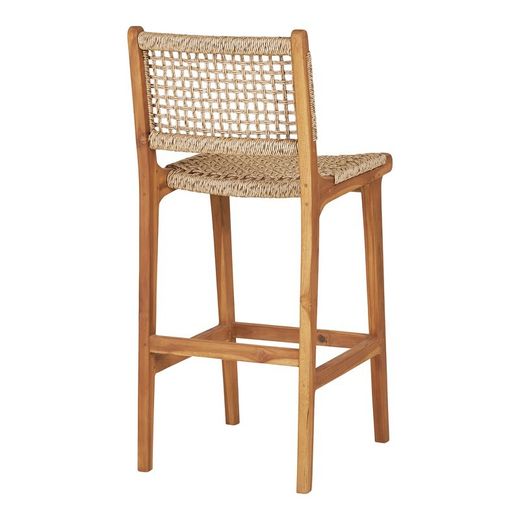 Sgabello alto, 50 x 45 x 94 cm, in legno di teak e rattan sintetico naturale | Collezione Derby