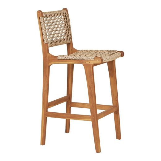 Sgabello alto, 50 x 45 x 94 cm, in legno di teak e rattan sintetico naturale | Collezione Derby